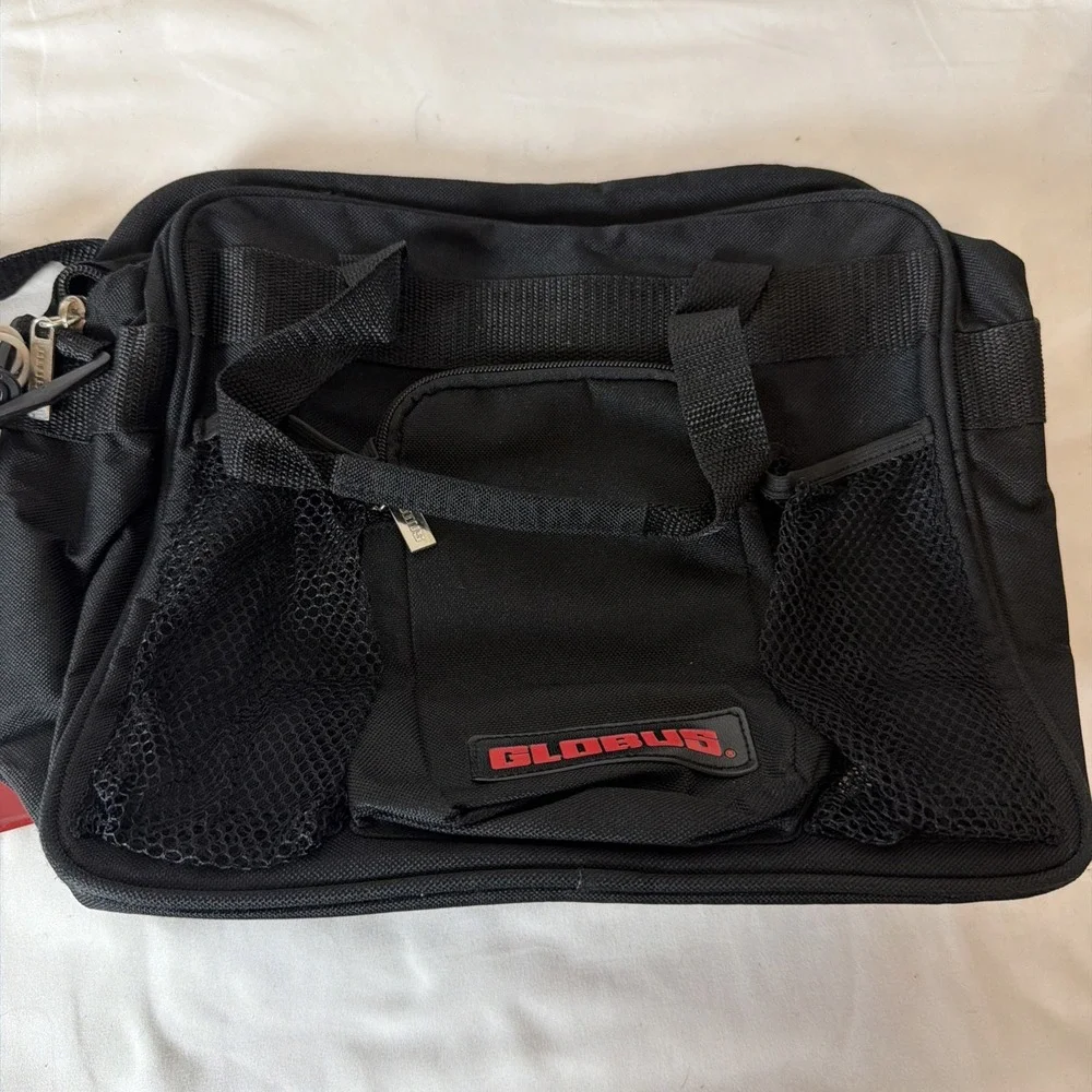 GLOBUS Black Messenger Bag Zip Closure Shoulder Strap Adjustable Compartments